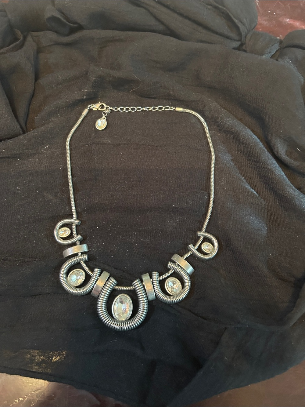 Lia Sophia Silver-Tone Statement Necklace with Clear Stones